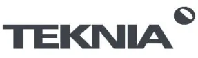 Un logotipo de Teknia en blanco y negro sobre un fondo blanco.