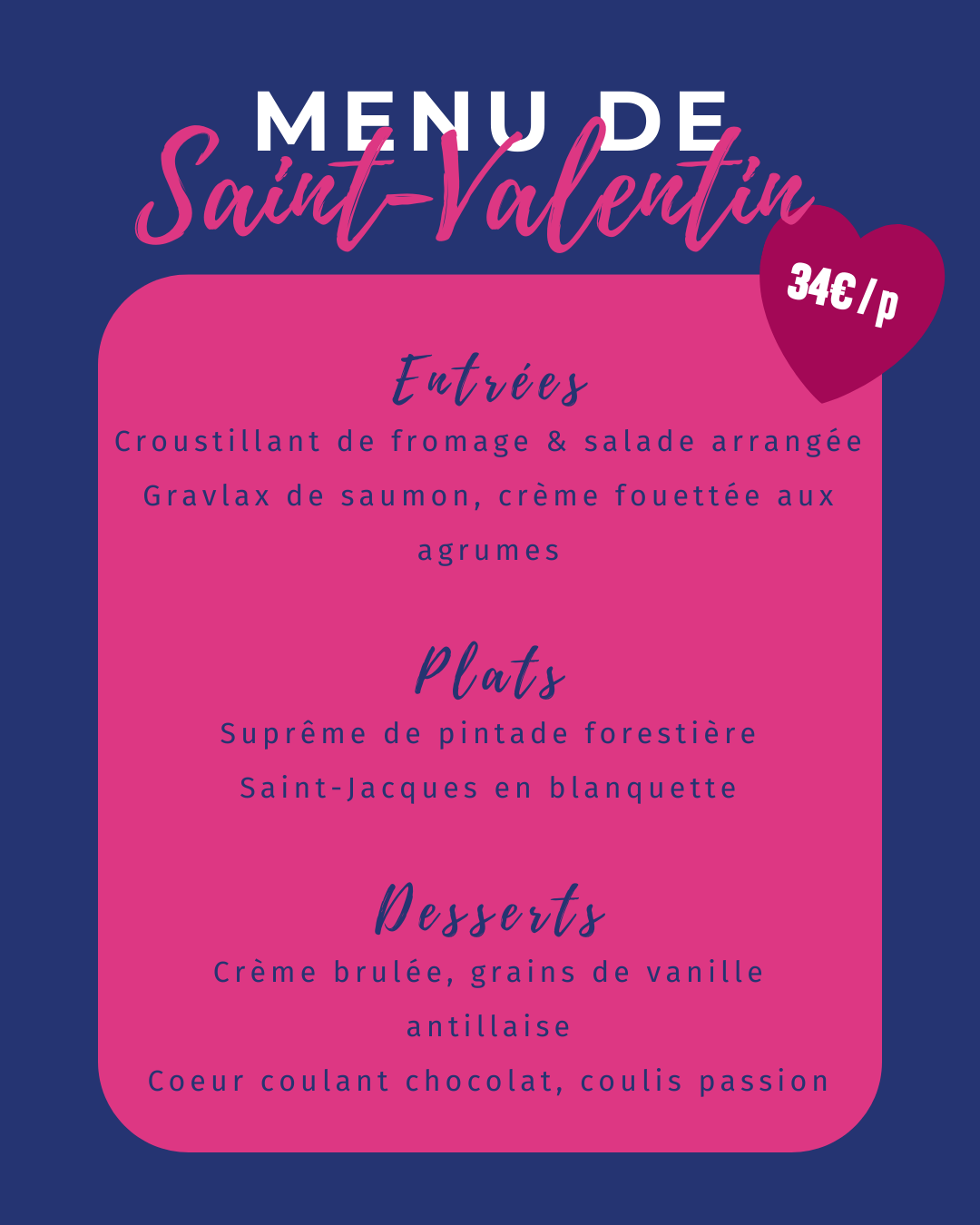 Menu spécial St Valentin - Le Bulot