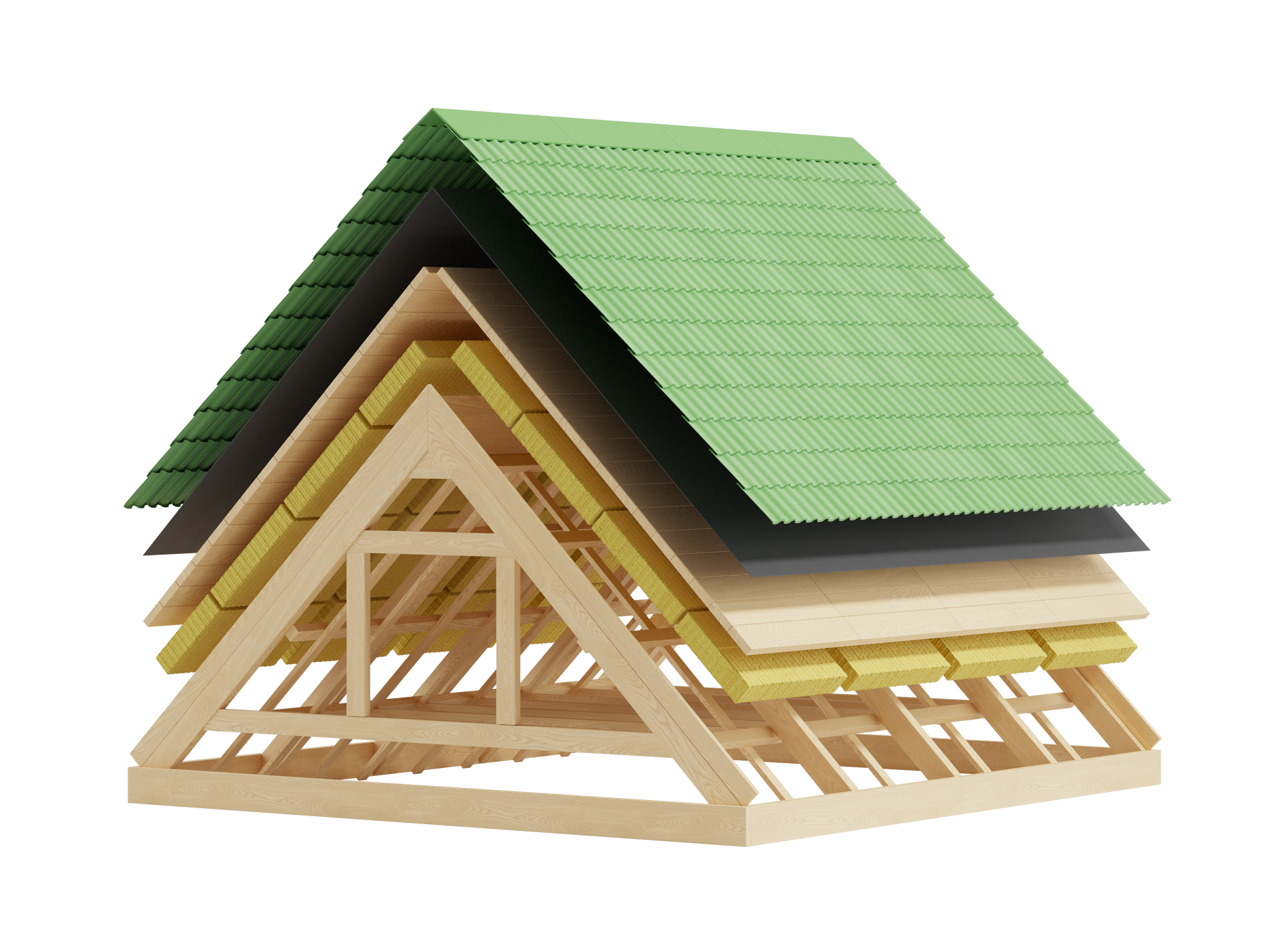 Une toiture avec une charpente.