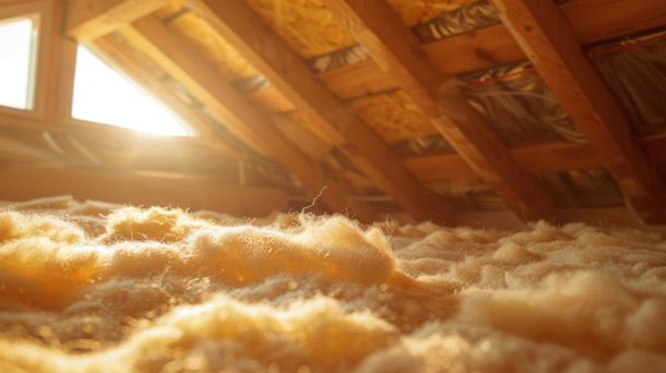 Des combles isolés avec un isolant minéral.