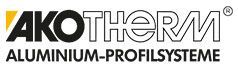 Das Logo von akotherm Aluminium-Profilsysteme ist schwarz und gelb.