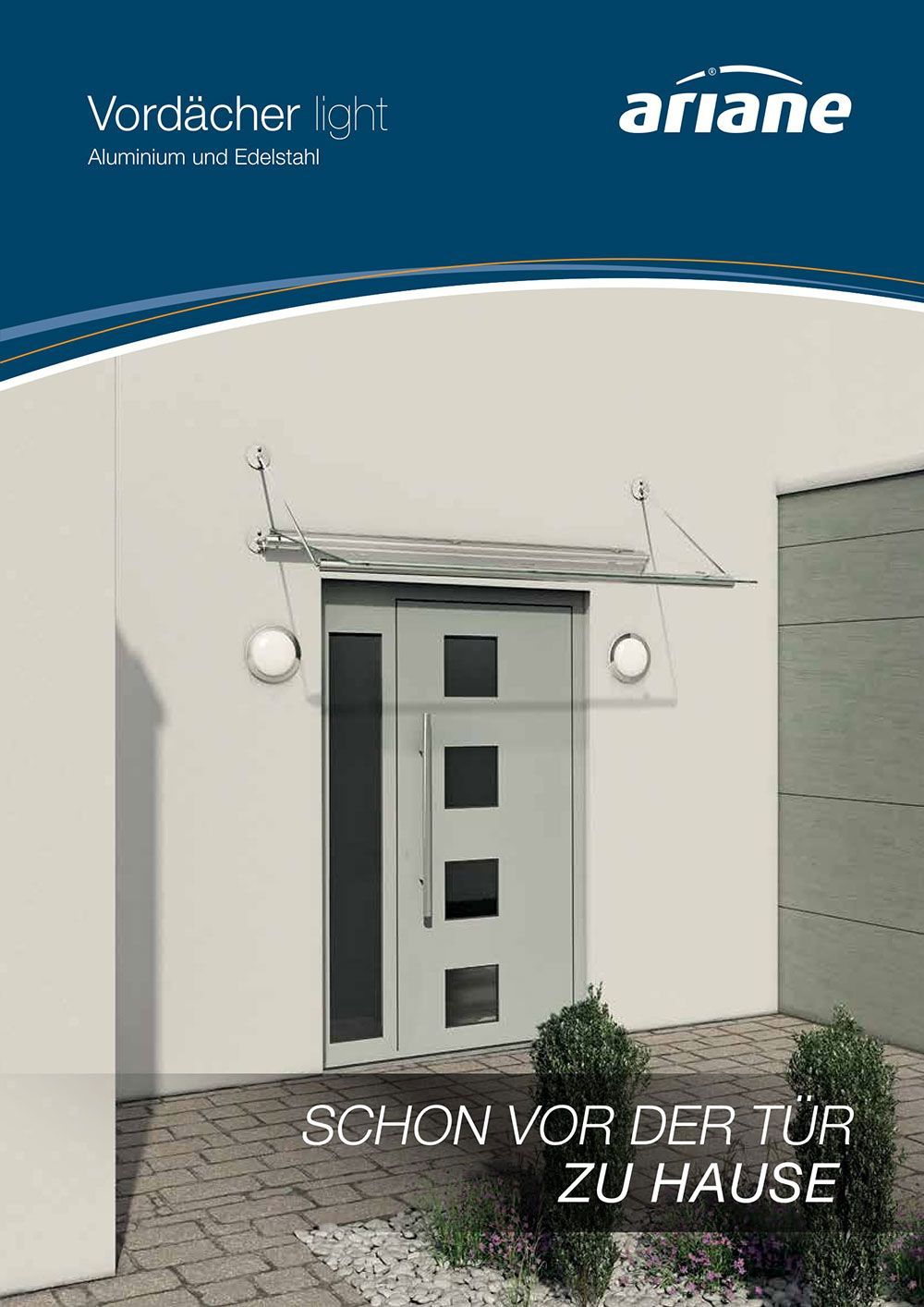 Ein Flyer für Ariane zeigt eine Tür mit einem Baldachin darüber