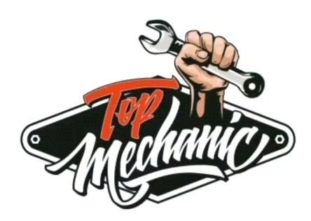 Un logotipo para un mecánico superior con un puño sosteniendo una llave inglesa.