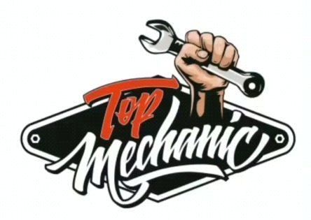 Un logotipo para un mecánico superior con un puño sosteniendo una llave inglesa.