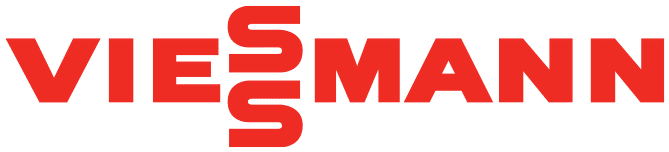 Ein rot-weißes Logo für Viesmann auf weißem Hintergrund