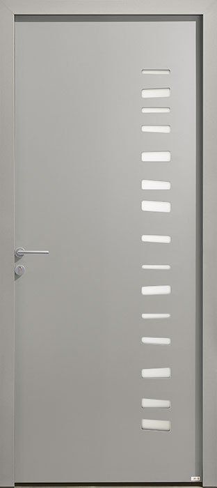 Porte d'entrée mixte de couleur grise