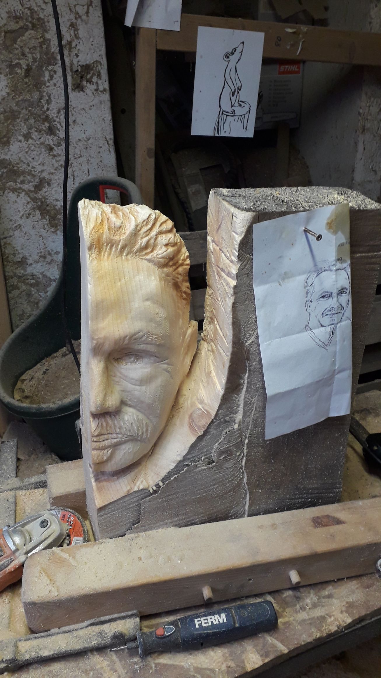 Holzskulptur Kopf Nachbildung