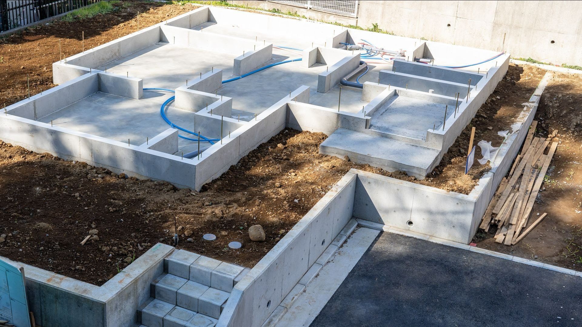 Travaux de fondations d'un pavillon