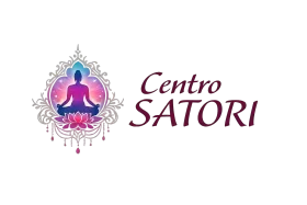 Logotipo de Centro SATORI con una figura meditando en un colorido emblema de mandala