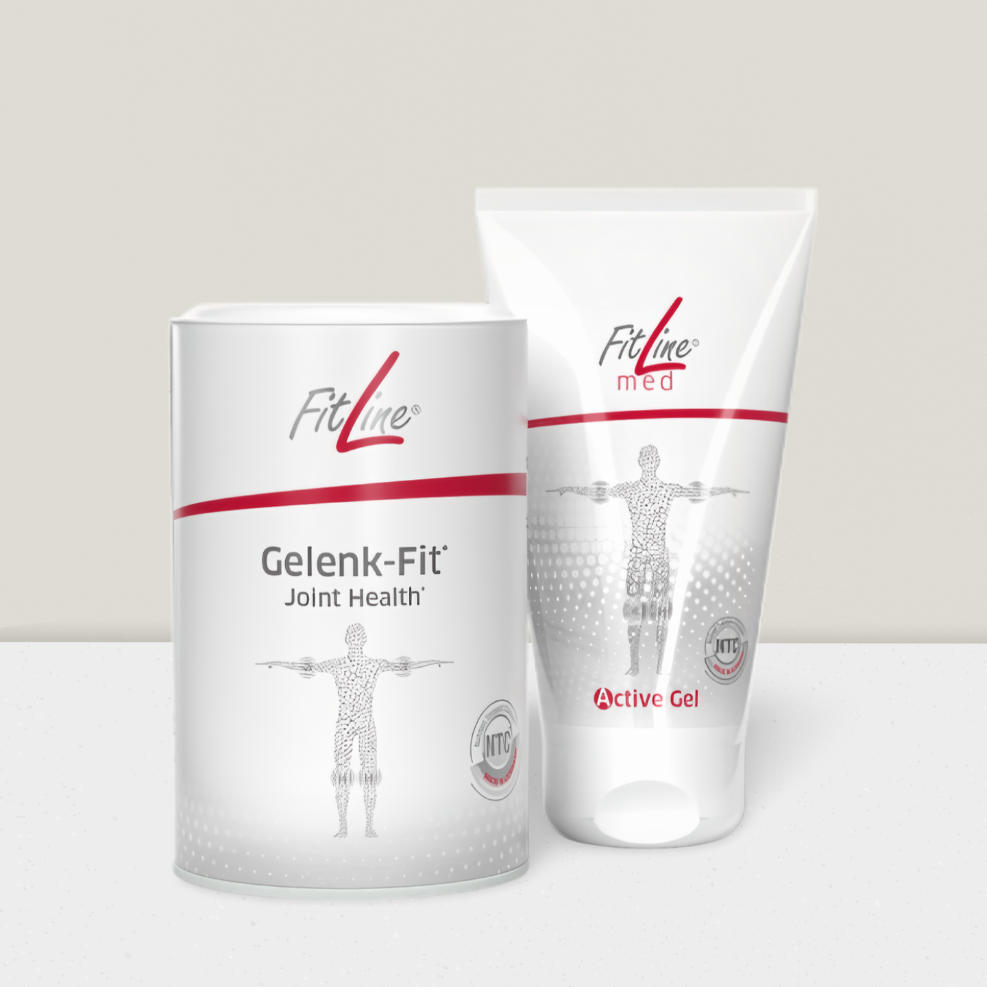 Weiße Tube mit Gel und einer Abbildung einer Person, die die Schmerzpunkte zeigt; das Gel wird abgegeben.