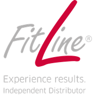 FitLine-Logo: „Fit“ in Grau, „line“ in Rot, mit dem Slogan „Experience results.“ und „Independent Distributor“.