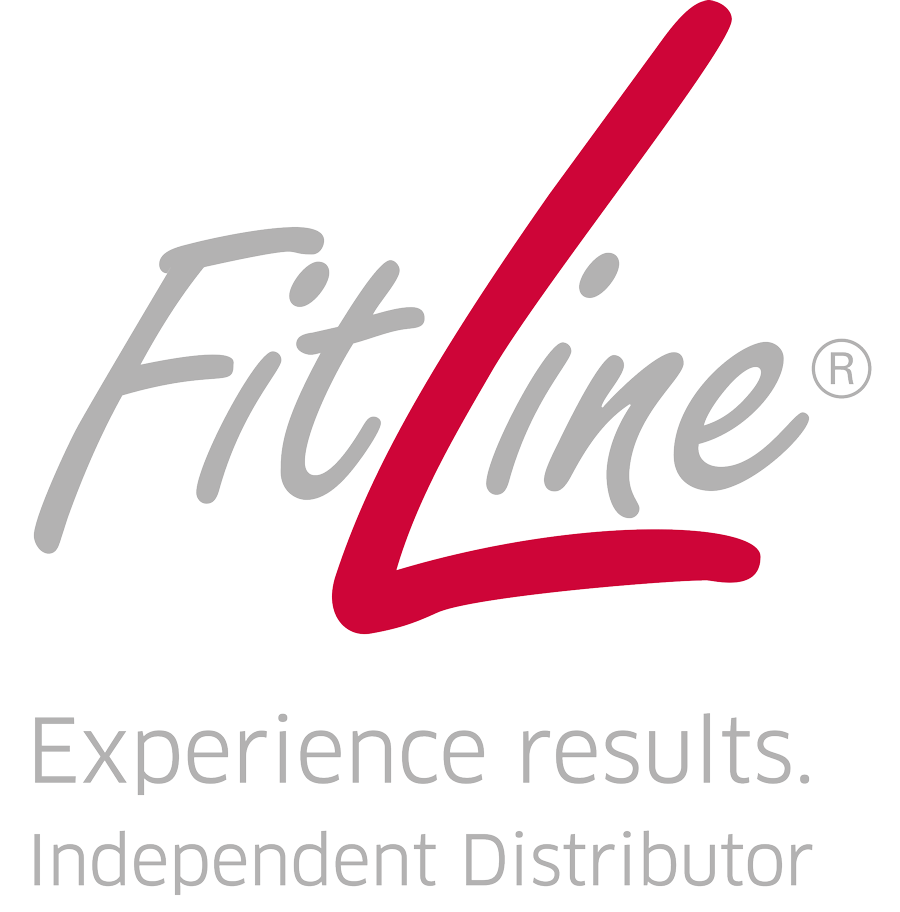 FitLine-Logo: „Fit“ in Grau, „line“ in Rot, mit dem Slogan „Experience results.“ und „Independent Distributor“.