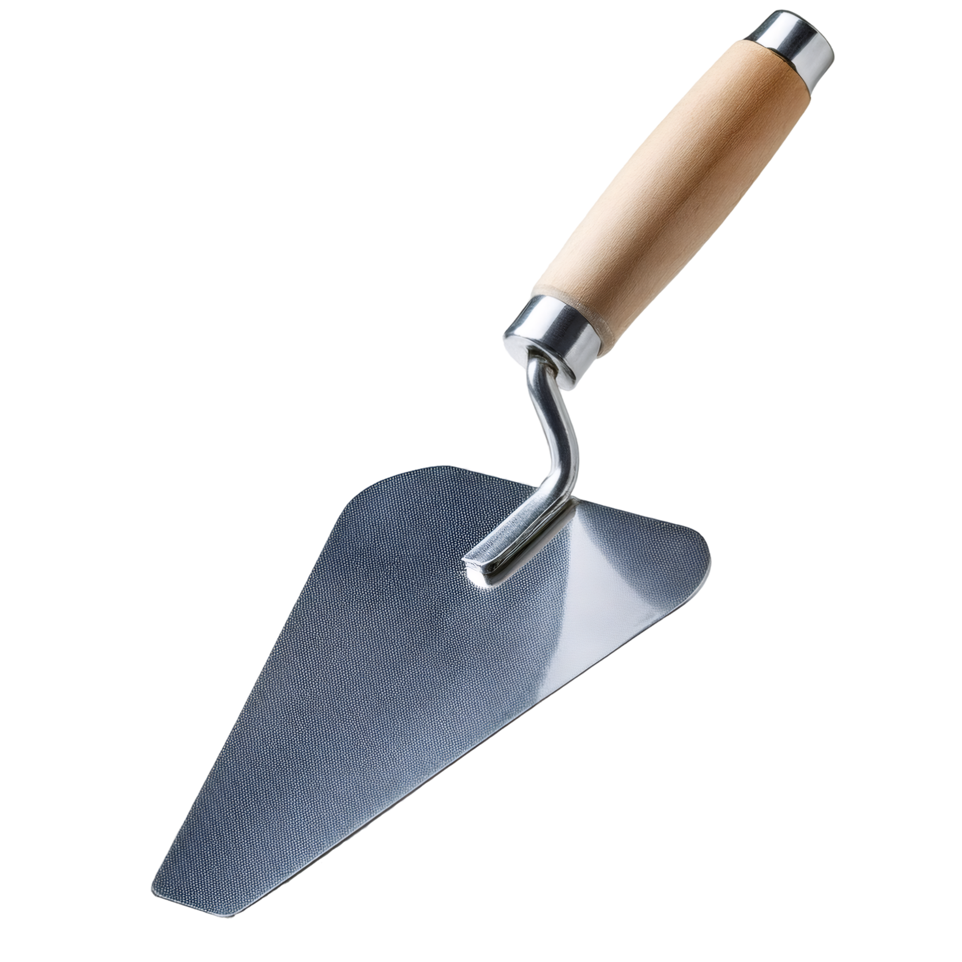 Truelle avec manche en bois, utilisée pour appliquer et lisser le ciment ou le mortier.