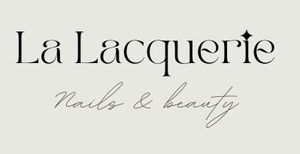 Logotipo de La Lacquerie: texto serif elegante en negro sobre la palabra escrita a mano 
