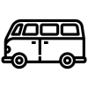 Un icono en blanco y negro de un autobús de dos pisos.