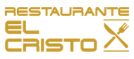Logotipo del restaurante: texto dorado, "Restaurante El Cristo", cuchillo y tenedor cruzados.
