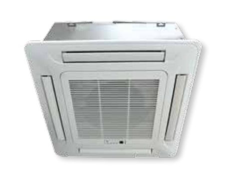 Unité de climatisation blanche montée au plafond avec ouvertures d'aération et conception rectangulaire