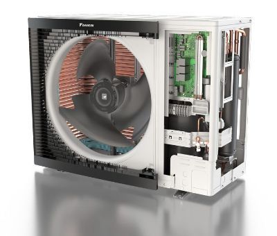 Détail intérieur d'une pompe à chaleur Atherma Daikin