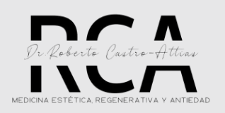 A black and white logo for rca medicina estetica regenerativa y antiedad