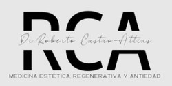 A black and white logo for rca medicina estetica regenerativa y antiedad