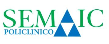 Un logotipo verde y azul para el policlínico semaic.