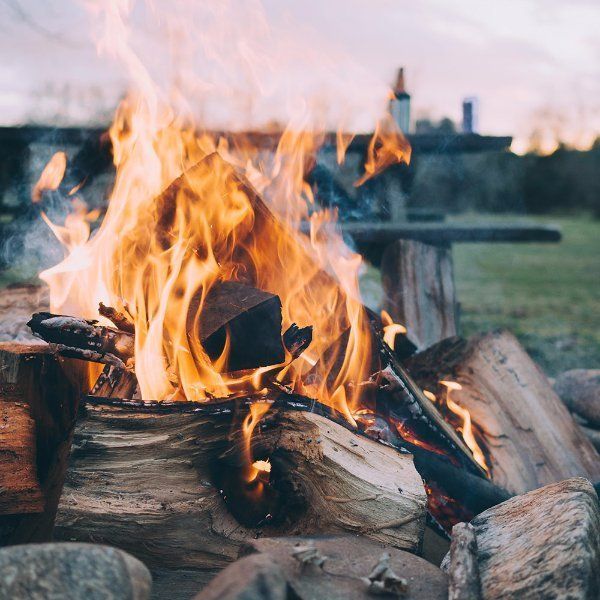 a log fire