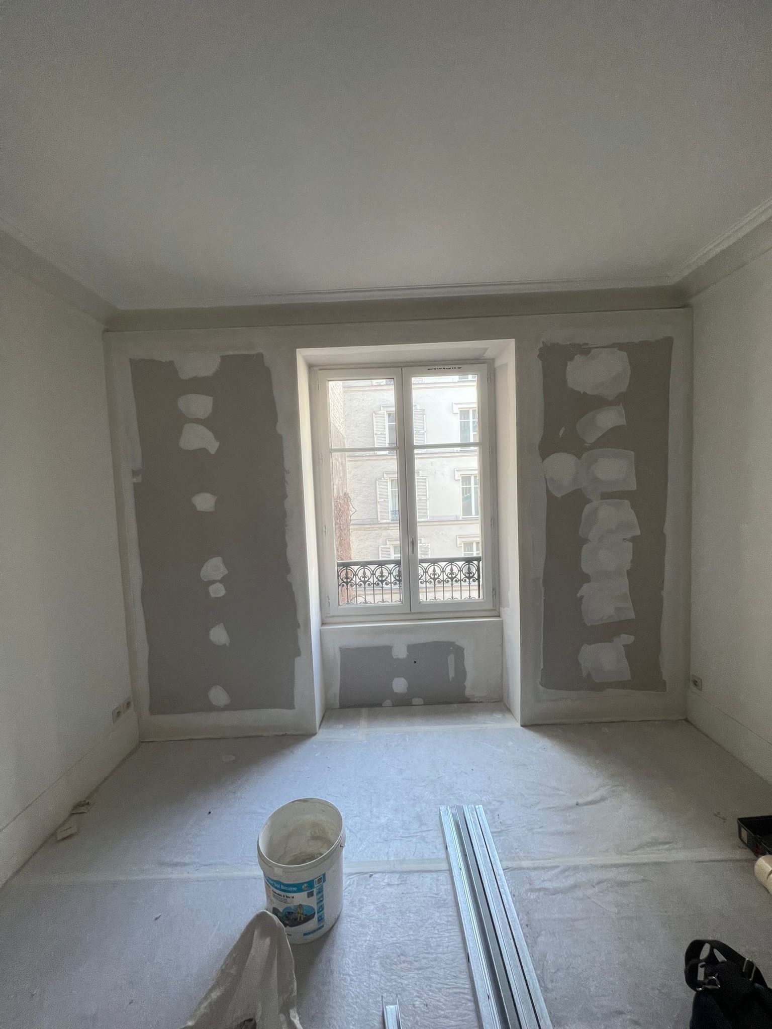 Pose de placo après isolation intérieure