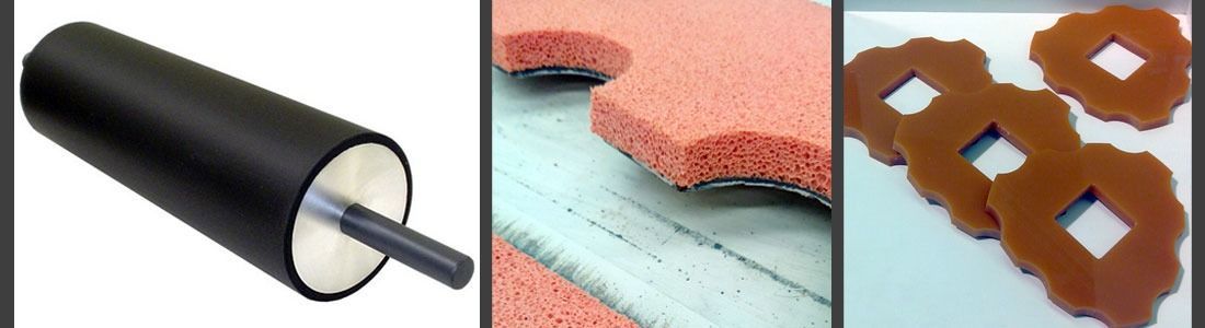 Un collage de tres imágenes de diferentes tipos de productos de caucho.