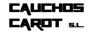 Un logotipo en blanco y negro para cauchos carot sl