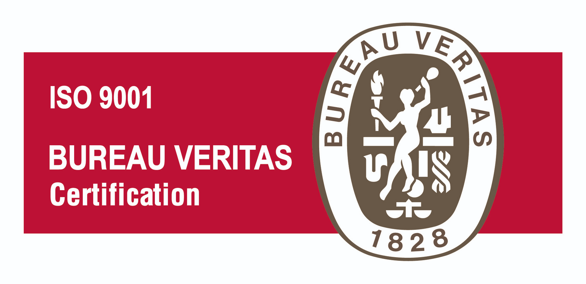 Un logotipo rojo y blanco para la certificación Bureau Veritas.
