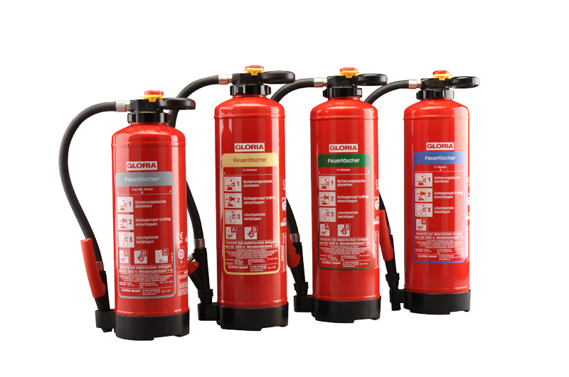 Vier Feuerlöscher