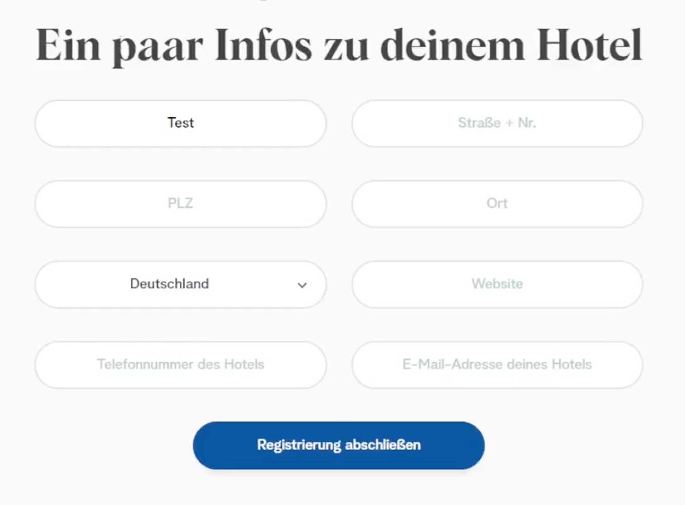 A screenshot of a website that says ein paar infos zu deinem hotel