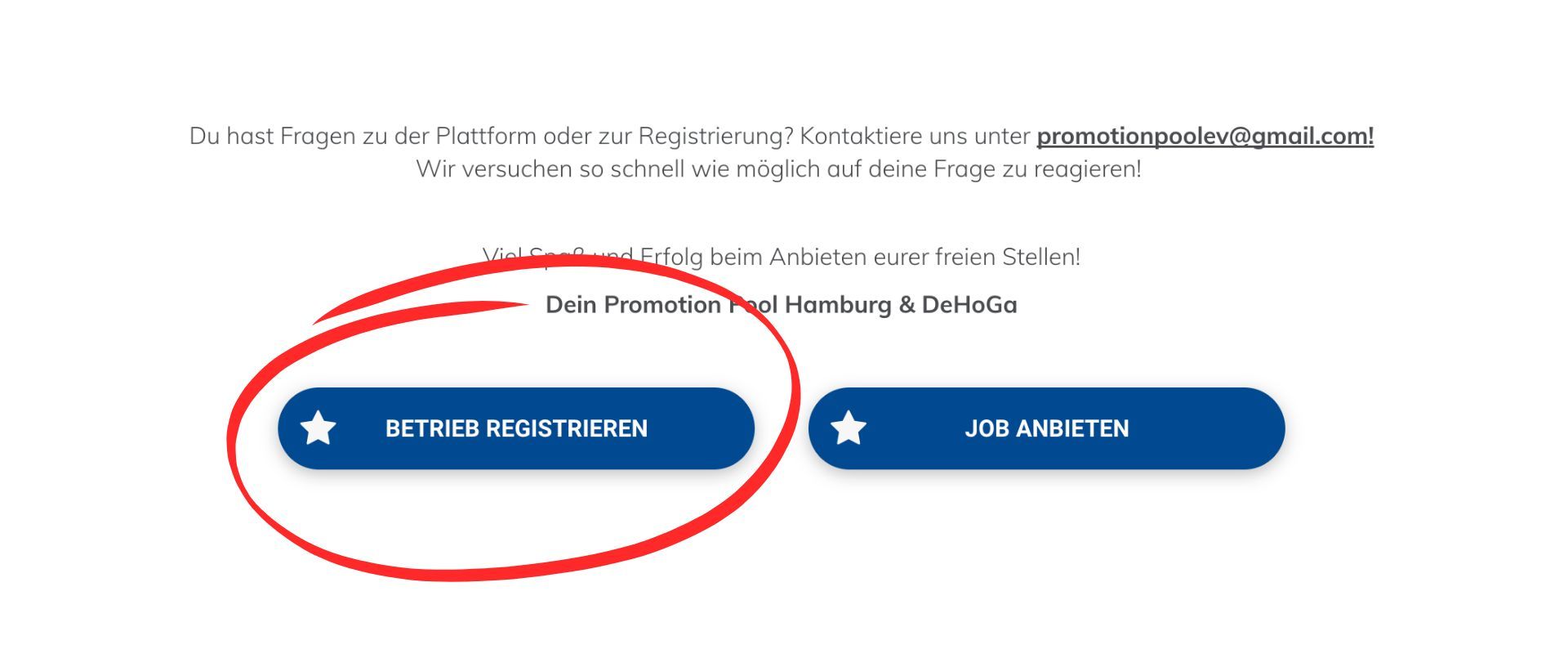 Auf einer Website befindet sich ein blauer Button mit einem roten Kreis darum.