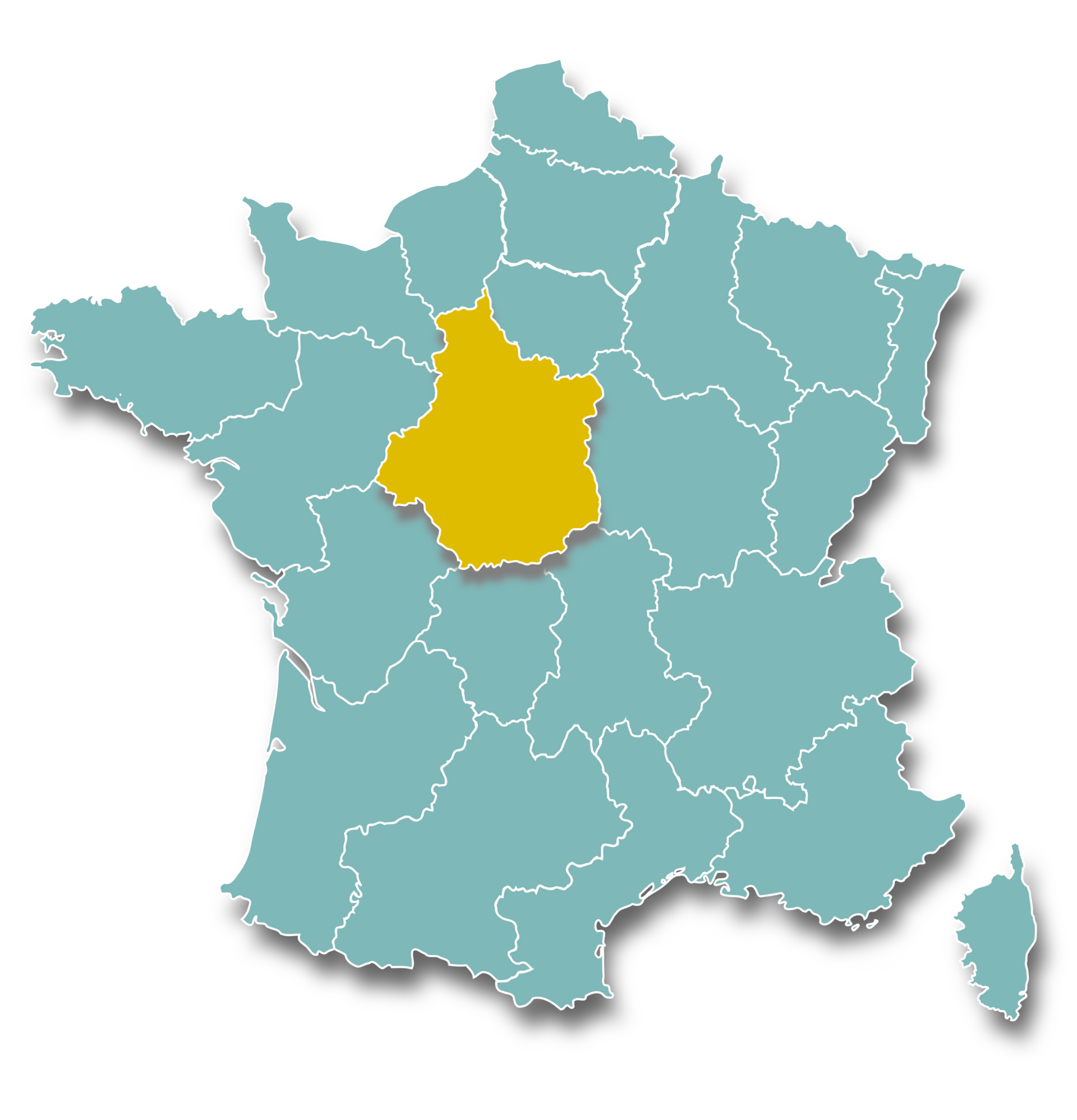 Carte de la France, l'Eure-et-Loir mis en avant