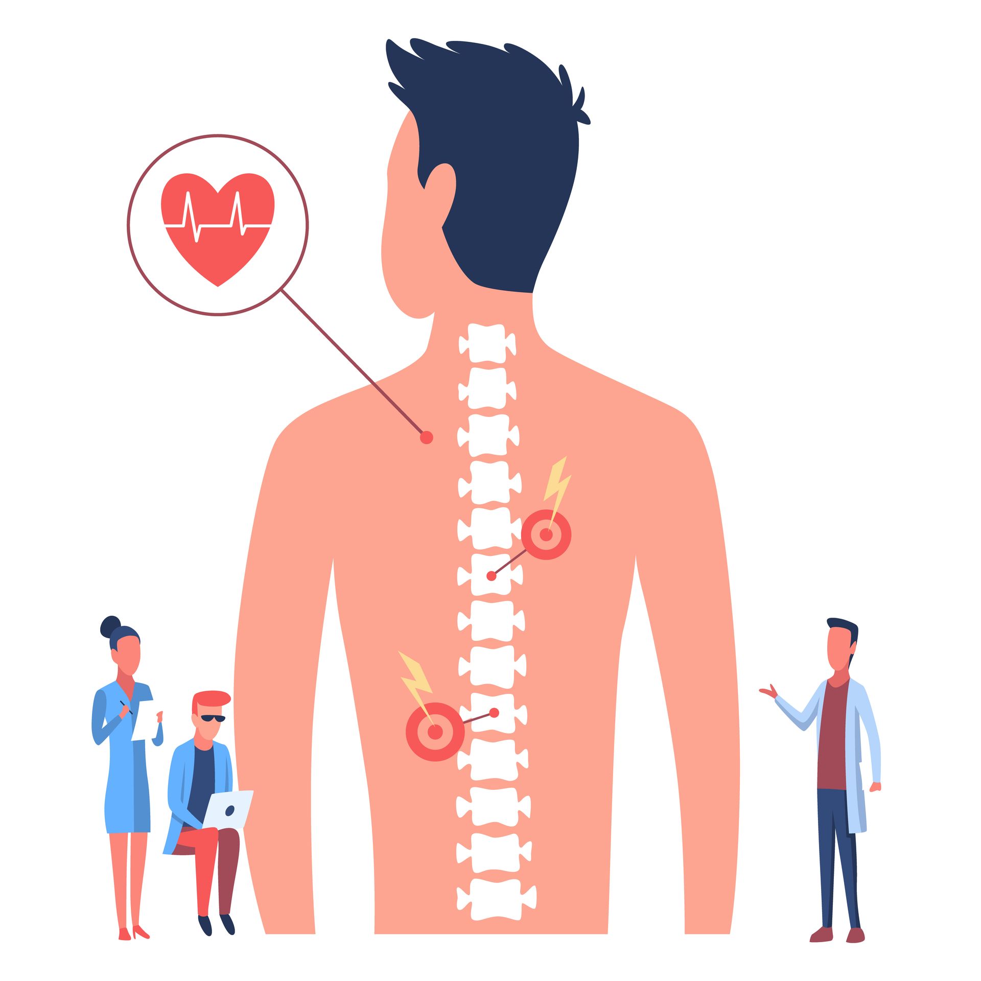 Personne de dos avec des douleurs le long de la colonne vertébrale