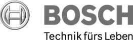 Bosch logo with gray emblem and text “BOSCH Technik fürs Leben” on white background