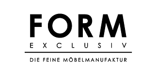 FORM EXCLUSIV logo with black text and the tagline “DIE FEINE MÖBELMANUFAKTUR” on white background