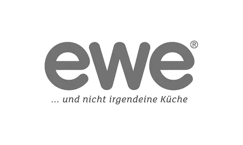 Grey ewe logo with the slogan “... und nicht irgendeine Küche” underneath