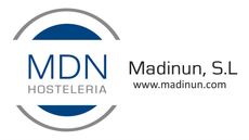 Se muestra un logotipo de mdn hosteleria sobre un fondo blanco.