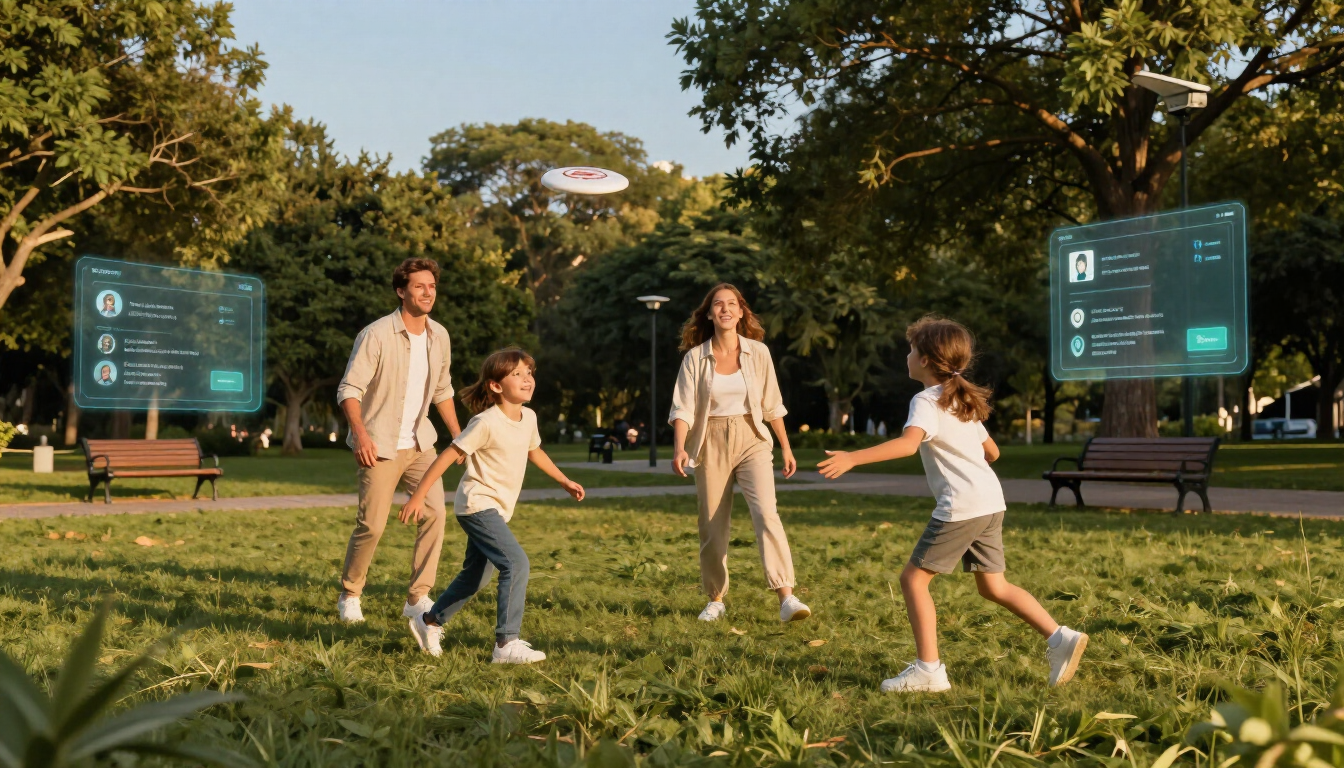 Padres e hijos planificando el futuro financiero con alegría
