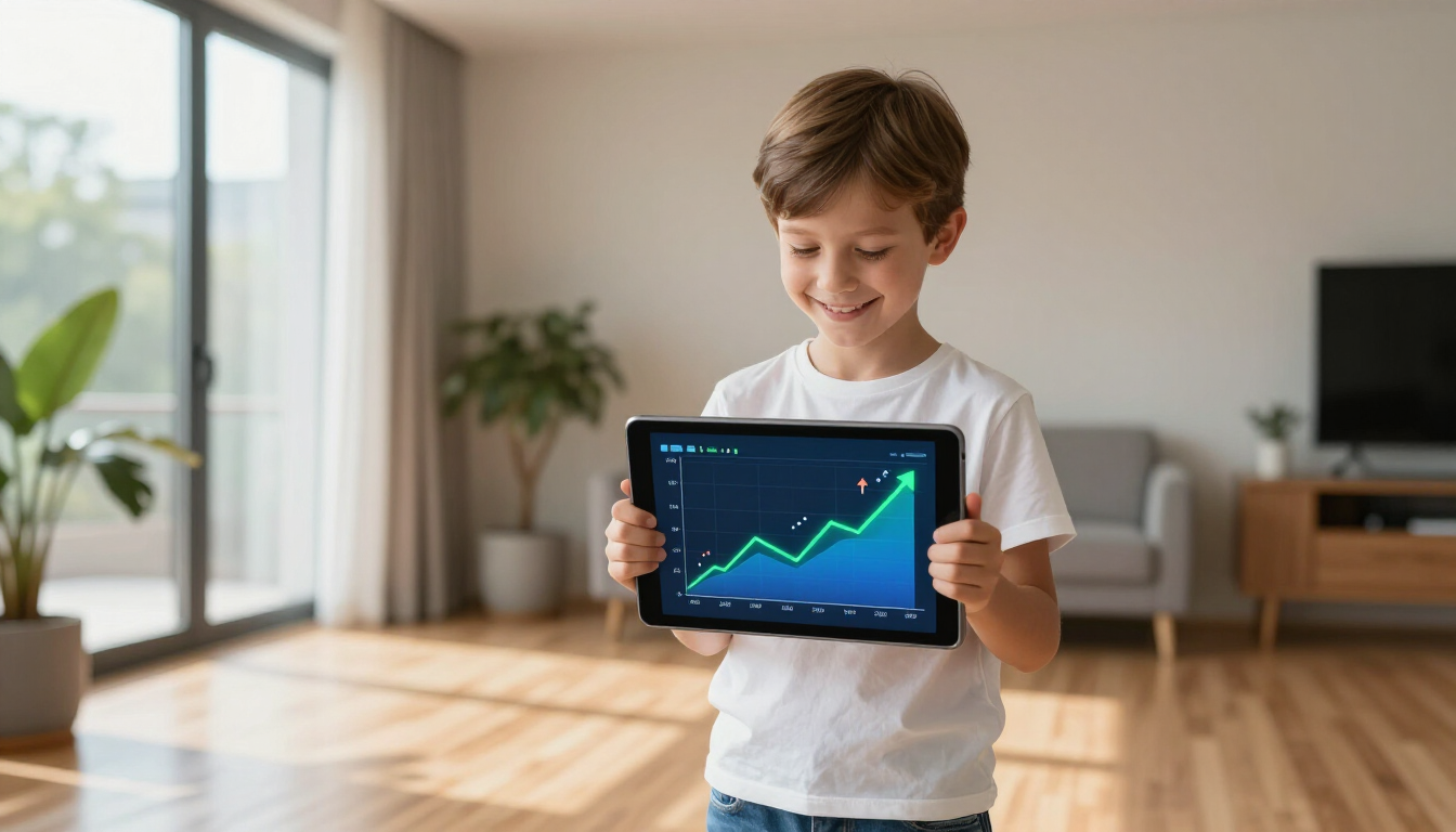 Niño aprendiendo sobre inversiones y ahorro a largo plazo