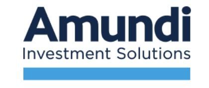 Logotipo de Amundi Investment Solutions: texto azul oscuro, barra azul claro sobre fondo blanco.