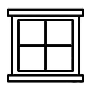 Un icono de ventana en estilo de contorno sobre un fondo blanco
