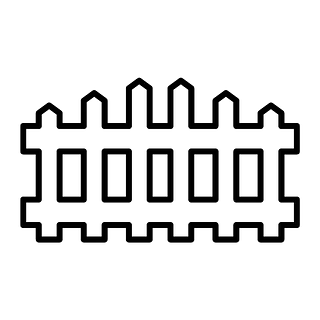 Un icono en blanco y negro de una valla sobre un fondo blanco.