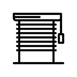 Un icono en blanco y negro de una persiana en una ventana.