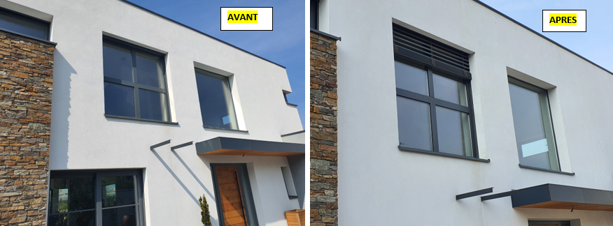 Nettoyage de façade de maison individuelle avant/après