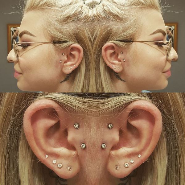 Piercing surface - devant les oreilles