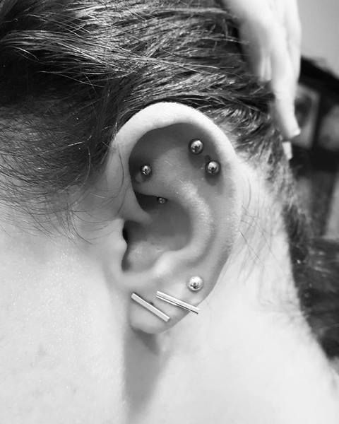 Piercing oreille Helix - 2 perles argent