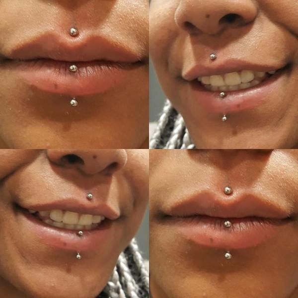 Piercing bouche Medusa - 3 perles, en haut, dessous et dans la lèvre