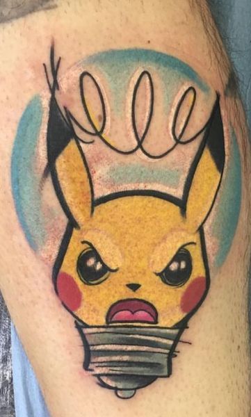 Seb, tatouage de Pikachu dans une ampoule